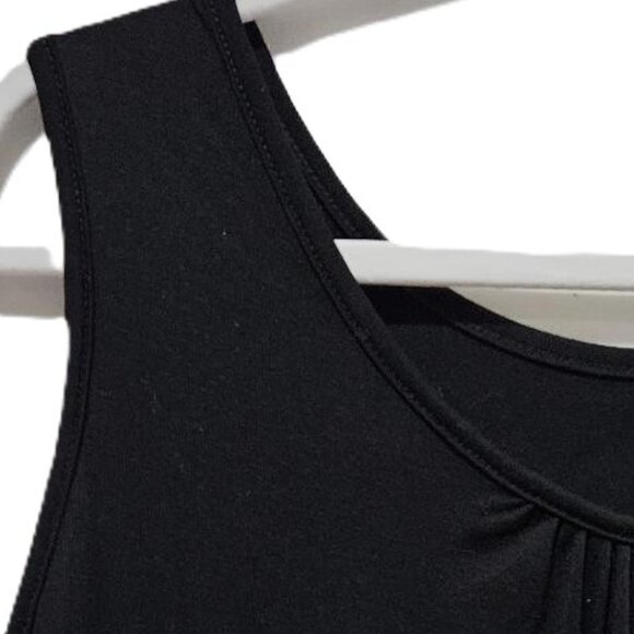 CROPPED BLACK TANK RUCHED NECKLINE BANDED HEM TOP XL - Picture 2 of 6